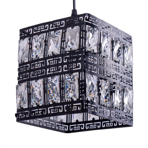 Pendul Eusebiu, 1*E27, Negru, Metal si Cristal, SJ029/3BKL - imagine 3