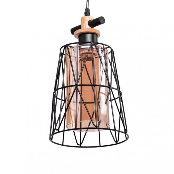 Pendul Tudor, 3*E27, Negru, Metal si Sticla, 4723/3 - imagine 3