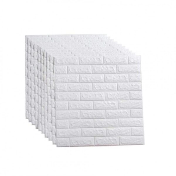 Set 10x Tapet 3D autoadeziv Caramizi Albe din spuma moale, 70cm x 77cm x 2 mm - imagine 4