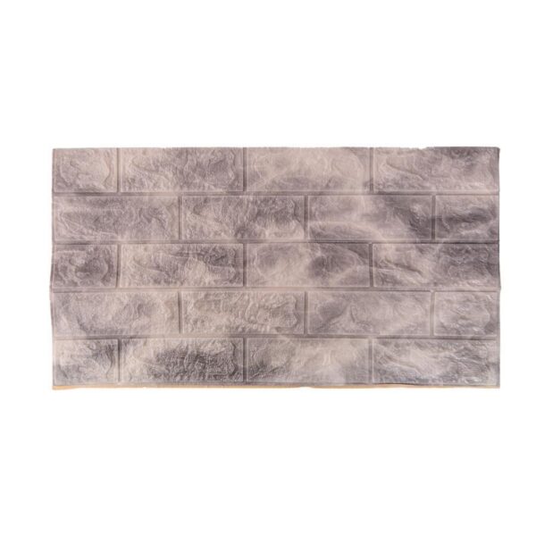 Set 10xTapet 3D autoadeziv caramizi Gri din spuma moale, 77cm x 70cm x 6mm - imagine 2