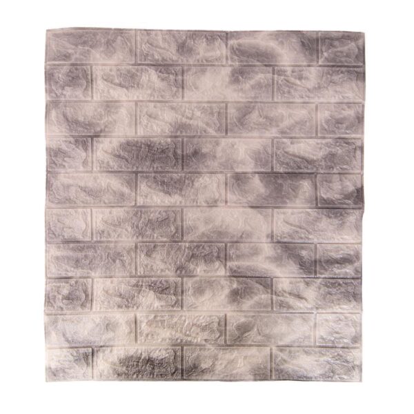 Set 10xTapet 3D autoadeziv caramizi Gri din spuma moale, 77cm x 70cm x 6mm - imagine 3