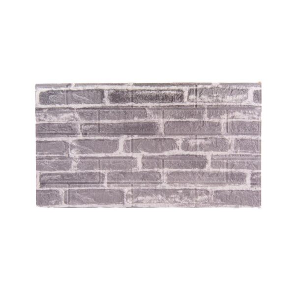 Set 10xTapet 3D autoadeziv caramizi Gri din spuma moale, 77cm x 70cm x 6mm - imagine 2