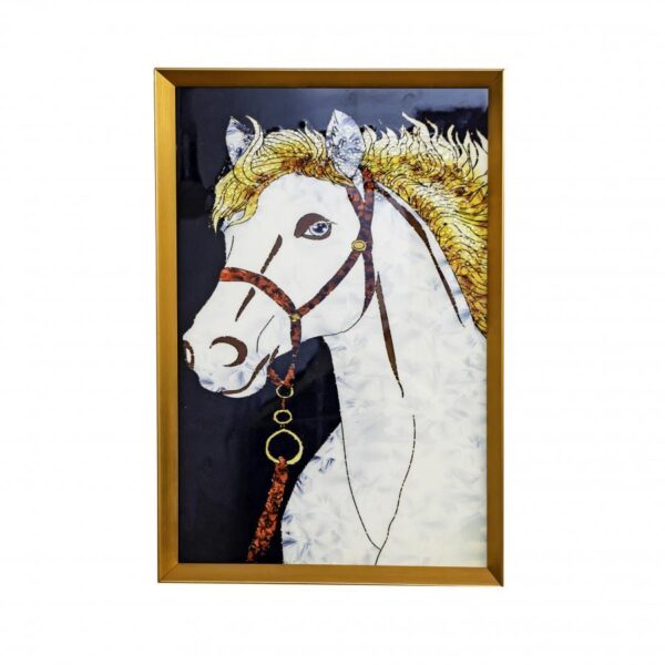Tablou Cal cu Coama Aurie 61x41cm, Rama Bronz/Rama Aurie, TBL8/BZ - Auriu