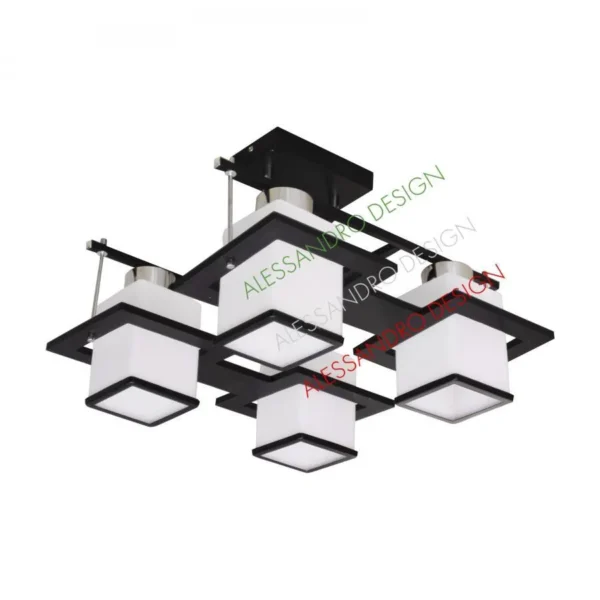 Lustra Rustic 4x E27 Alb Negru - imagine 2
