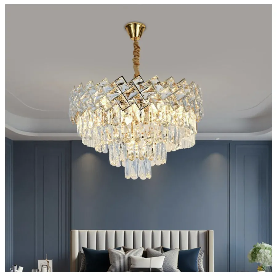 Candelabru Bono, 5x E27, Auriu, Metal si Cristal