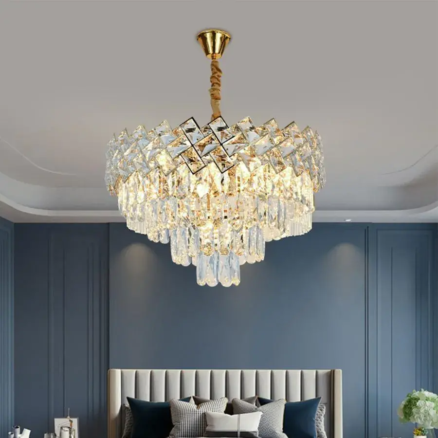 Candelabru Bono, 8 X E27, Auriu, Metal si Cristal