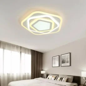 Lustra LED cu Telecomanda Pentagon, 48W, Alb, Acril, Dimabila
