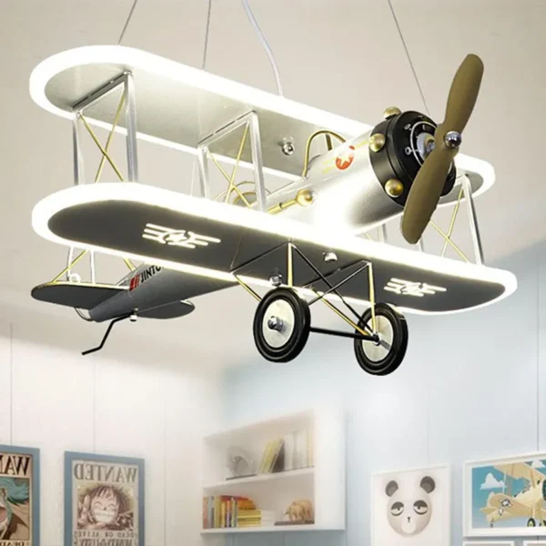 Lustra LED Suspendata Avion Alb Gri