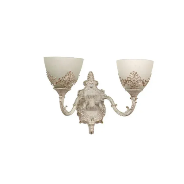 Aplica Rustic, 2*E27, Alb, Metal si Sticla - imagine 4