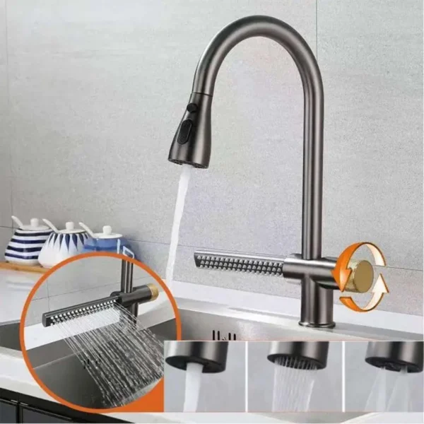 Baterie Bucatarie cu Dus Extractibil Inox Argintiu YB1500S - imagine 5