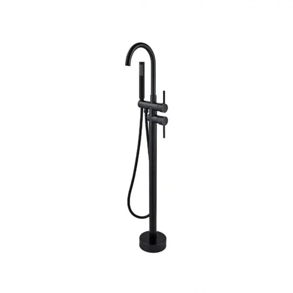 Baterie de Podea cu Cadru Rotund, Alama Sanitara, Negru, CF2033 - imagine 3