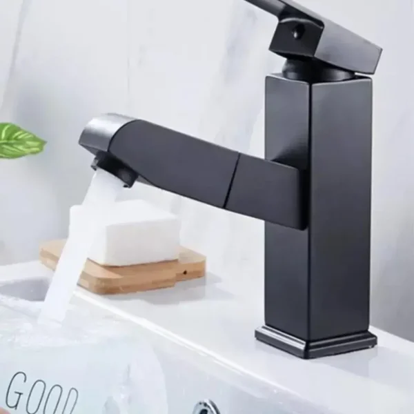 Baterie Lavoar cu Dus Extractabil, Alama Sanitara, Negru, OD/2041 - imagine 6