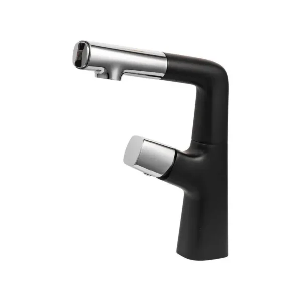 Baterie Lavoar cu Dus Extractibil, Alama Sanitara, Crom si Negru, MP016H/C - imagine 4