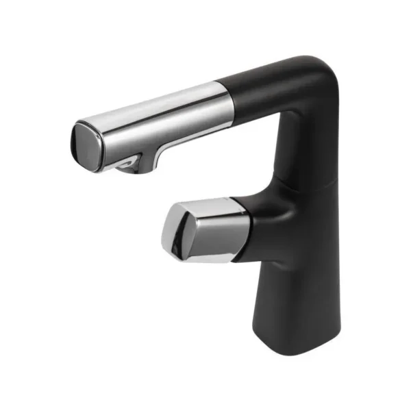 Baterie Lavoar cu Dus Extractibil, Alama Sanitara, Crom si Negru, MP016H/C - imagine 5