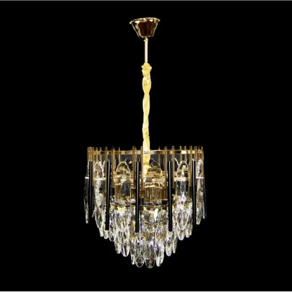 Candelabru Berna, 6*E27, Auriu, Metal si Cristal - imagine 4
