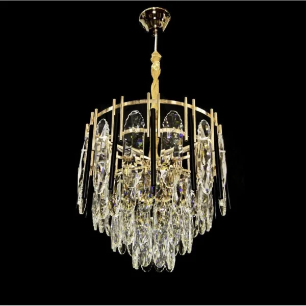 Candelabru Berna, 6*E27, Auriu, Metal si Cristal - imagine 5