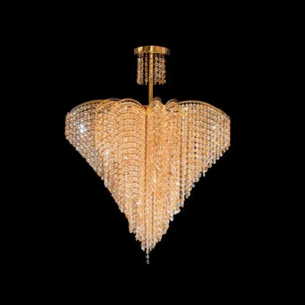 Candelabru Cristal Ander, 8*E27, Auriu, Metal si Cristal - imagine 3