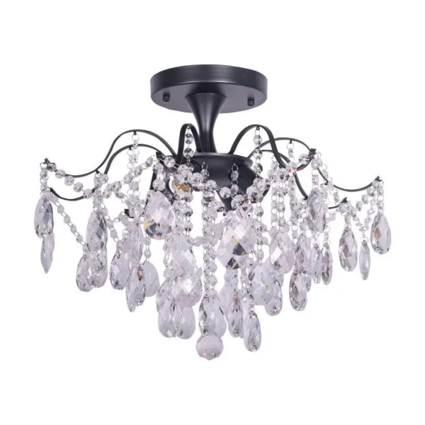 Candelabru Cristal Chris, 4*E27, Negru, Metal si Cristal - imagine 7