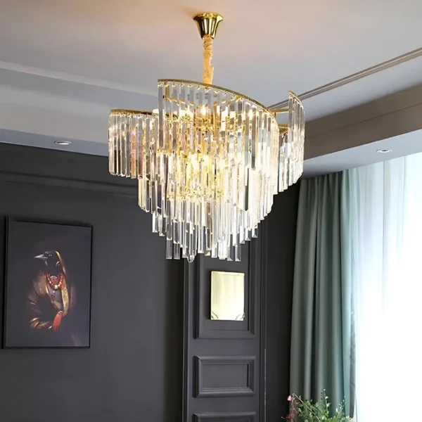 Candelabru Cristal Grant 6x E27 Auriu - imagine 2