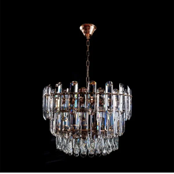 Candelabru Fedreric, 8*E27, Auriu, Metal si Cristal - imagine 3