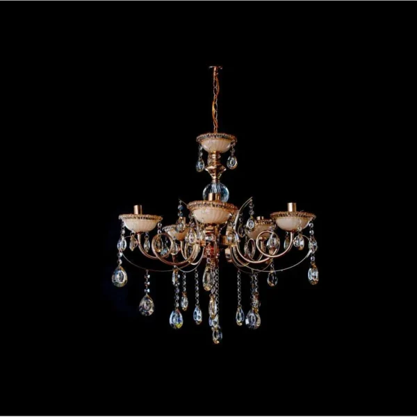 Candelabru Giala, 5*E14, Auriu, Metal si Cristal - imagine 5