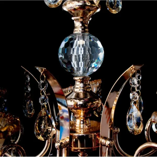 Candelabru Giala, 5*E14, Auriu, Metal si Cristal - imagine 6