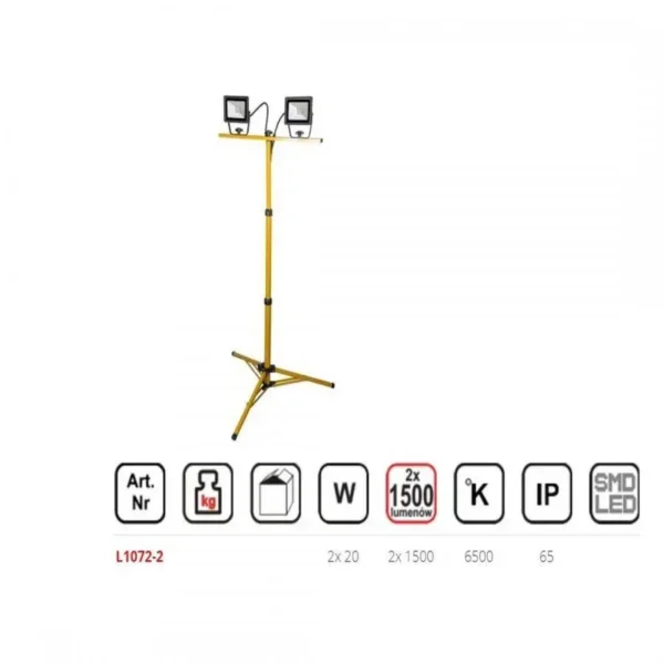 Lampa cu Trepied Dedra, 60W, IP.65, 6500K - imagine 2