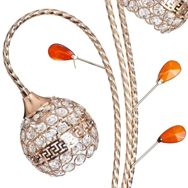 Lampadar Bianca, 3*E27, Auriu, Metal si Cristal - imagine 5