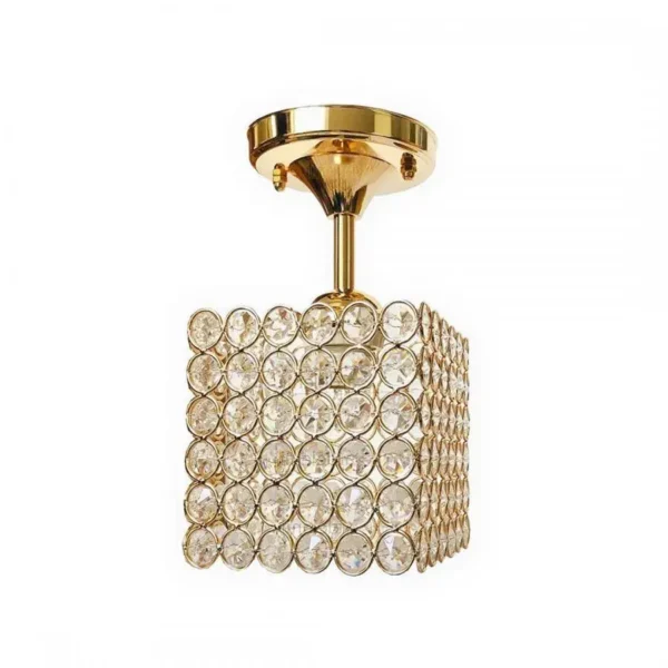 Lustra Catrina Cristal, 1*E27, Patrat, Aurie - imagine 2