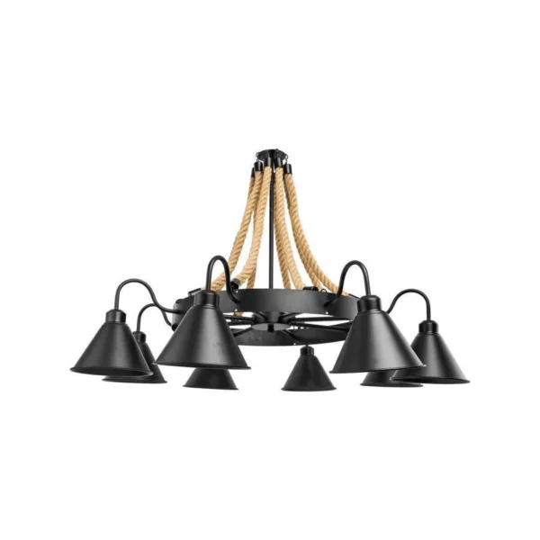 Lustra Indiana, 8*E27, Metal si Franghie, Negru - imagine 8