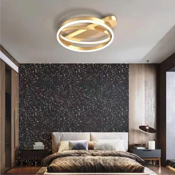 Lustra LED Cero cu Telecomanda, 90W, 2.4GHz, Dimabila, Acril, Auriu - imagine 2