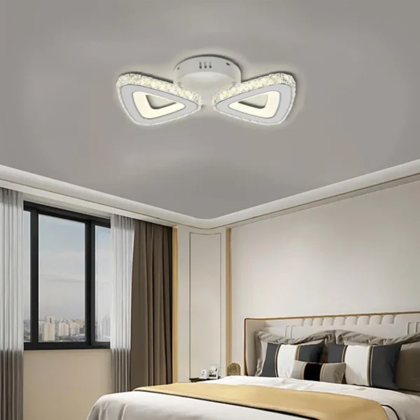 Lustra LED Cleon cu Telecomanda, 2.4Ghz, 56W, Acril si cristal, Alb - imagine 3