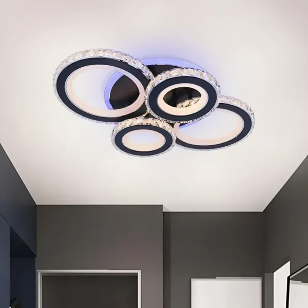 Lustra Led Malina cu Telecomanda, 132W, Dimabila, Acril si Cristal, Negru - imagine 5
