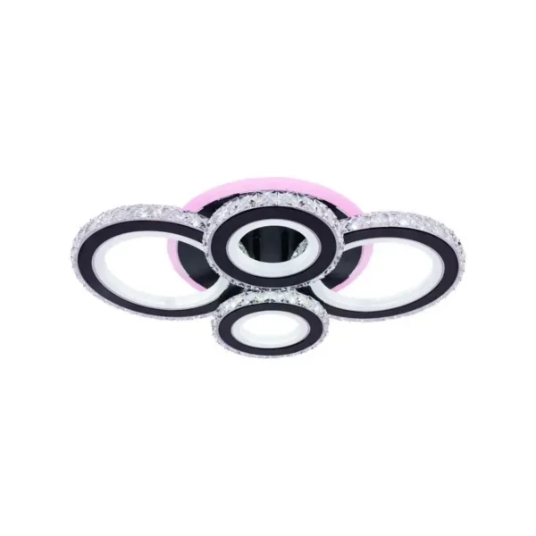 Lustra Led Malina cu Telecomanda, 132W, Dimabila, Acril si Cristal, Negru - imagine 6