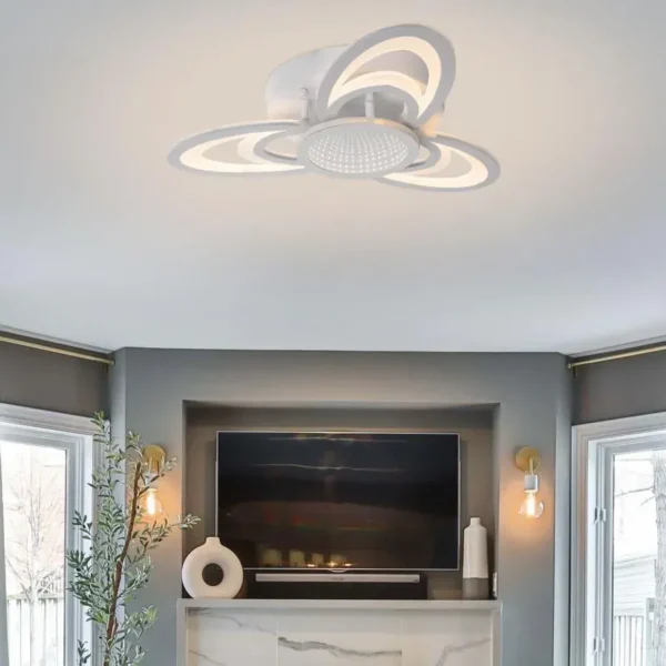 Lustra LED 3D cu Telecomanda Koa 120W Dimabila Alb - imagine 5