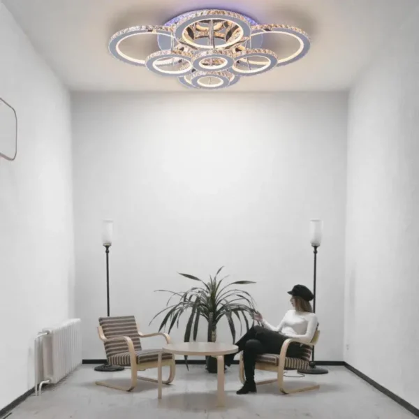 Lustra LED Cristal RGB cu Telecomanda Lia 182W Dimabila Alb Argintiu - imagine 3
