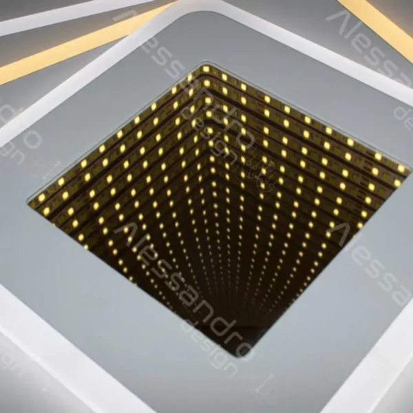 Lustra LED cu Telecomanda 3D Ruxandra, 150W, Dimabila, Alb - imagine 6