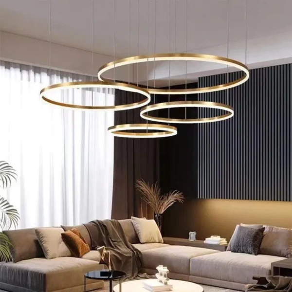 Lustra LED cu Telecomanda Asinefa 226W Dimabila Alb Auriu - imagine 2