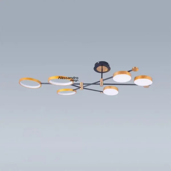 Lustra LED cu Telecomanda Grupces, 110W, Dimabila, Negru cu Auriu - imagine 5