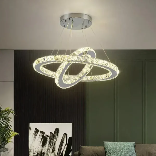 Lustra LED cu Telecomanda Helen, 80W, Lumina Rece/Calda/Neutra, Metal si Cristal - imagine 6