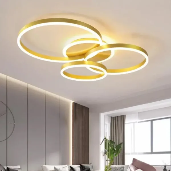 Lustra LED cu Telecomanda Lieu 100W Dimabila Auriu - imagine 5