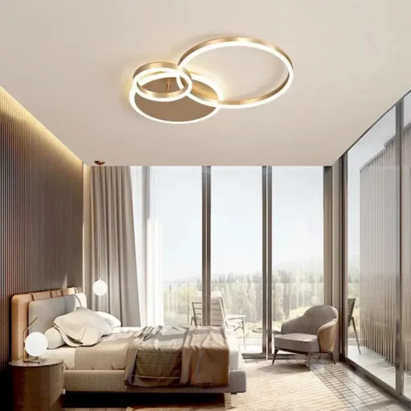 Lustra LED cu Telecomanda Rilia, 100W, Dimabila, Alb cu Auriu - imagine 4