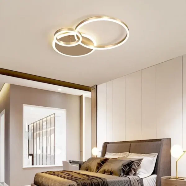 Lustra LED cu Telecomanda Rilia, 100W, Dimabila, Alb cu Auriu - imagine 5