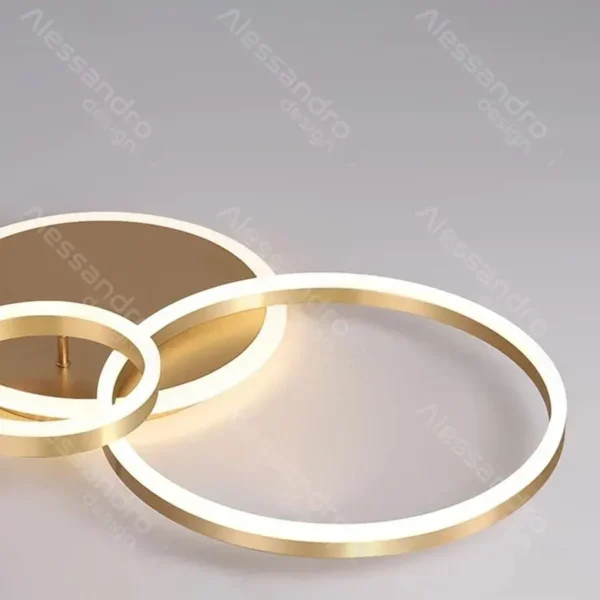 Lustra LED cu Telecomanda Rilia, 100W, Dimabila, Alb cu Auriu - imagine 6