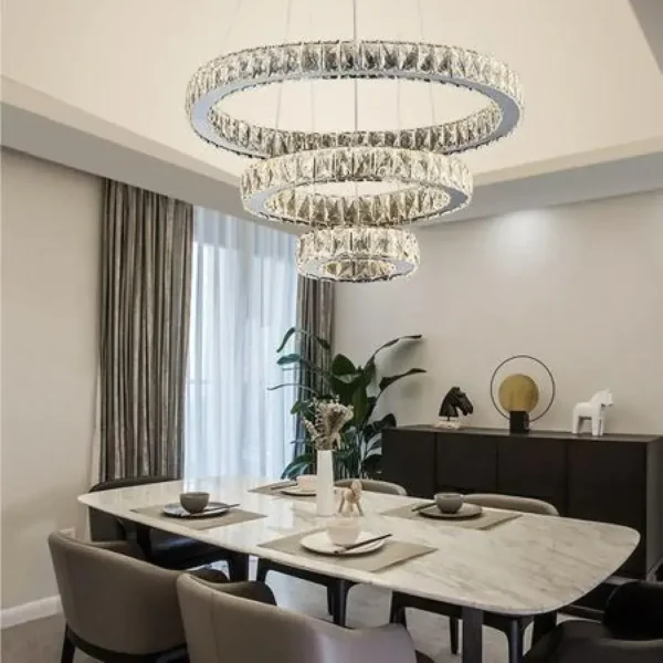 Lustra LED Cristal cu Telecomanda Teatru 36W Argintiu - imagine 4