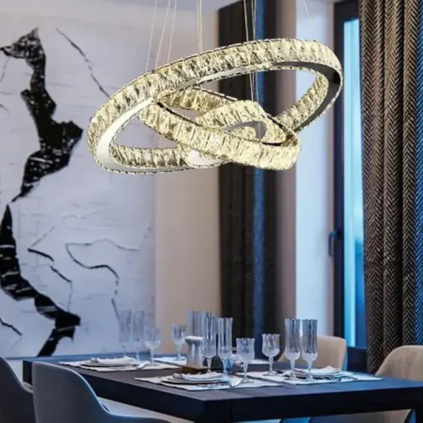 Lustra LED Cristal cu Telecomanda Teatru 36W Argintiu - imagine 5