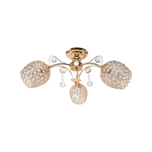 Lustra Pleiones, 3*E27, Metal si Cristal, Auriu - imagine 5