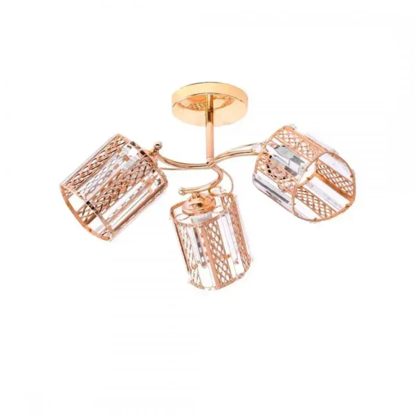 Lustra Raluca, 3*E27, Auriu, Metal si Cristal - imagine 3