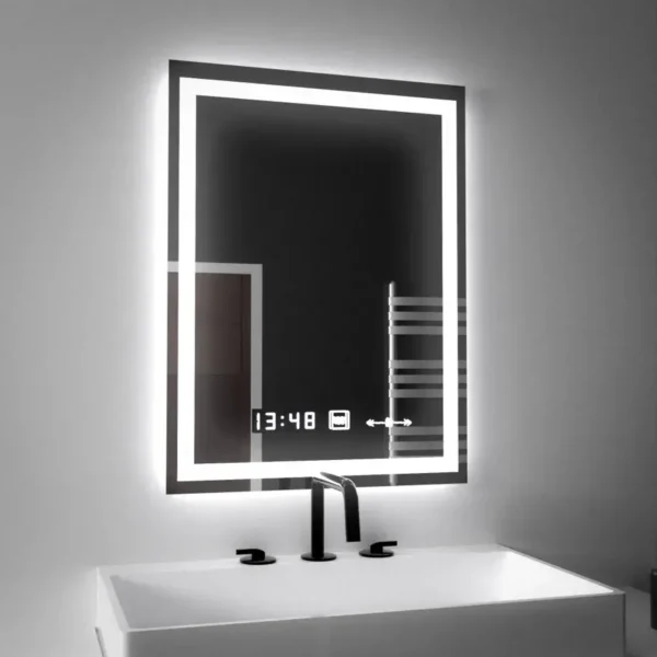 Oglinda LED Senzor Venero, cu functie Dezaburire si Ceas 45x60cm, colectia Marcello Funghi - imagine 4