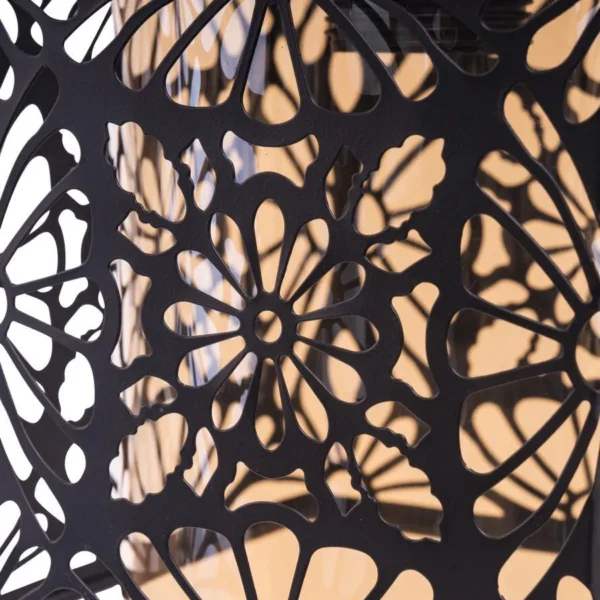 Pendul Floralis, 3*E27, Negru, Metal si Sticla - imagine 6